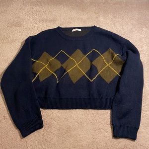 Argyle Sweater in Navy, women’s MEDIUM